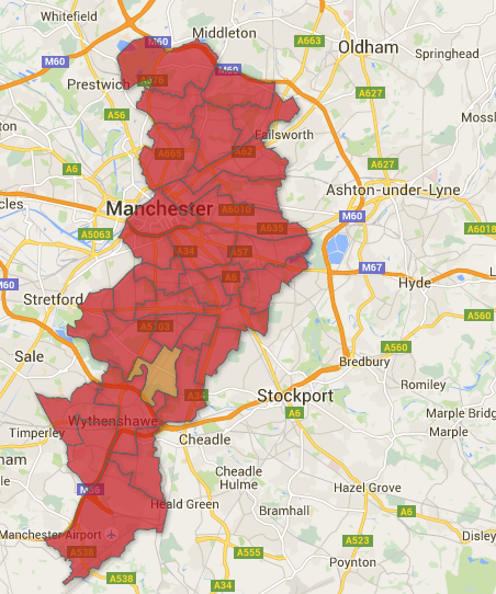 Map Manchester local elections 2016 ward by ward