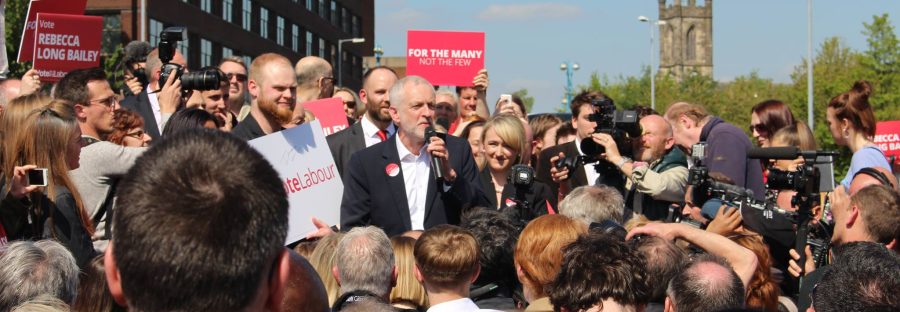 Jeremy Corbyn at a rally in Salford