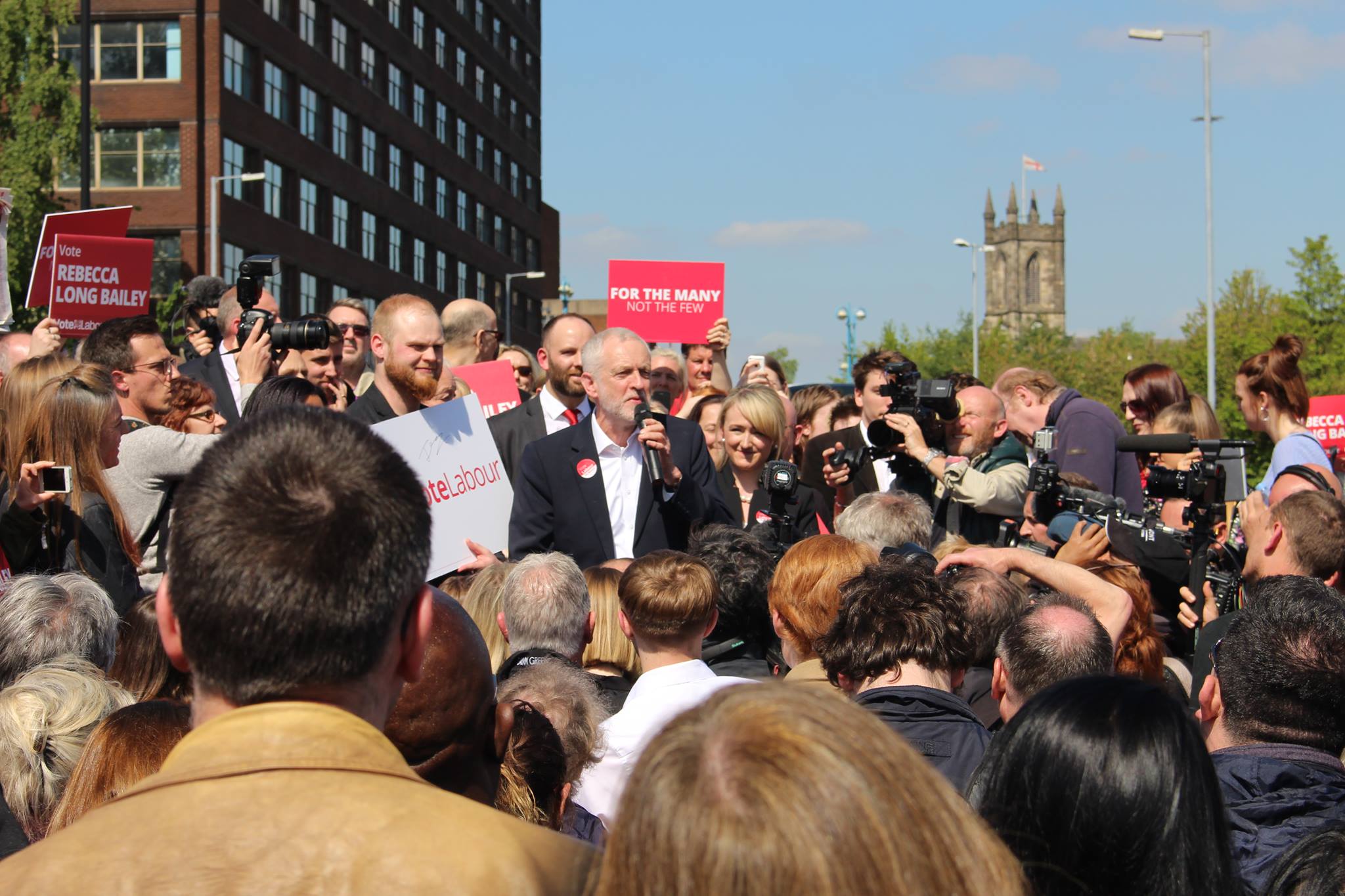 Jeremy Corbyn at a rally in Salford