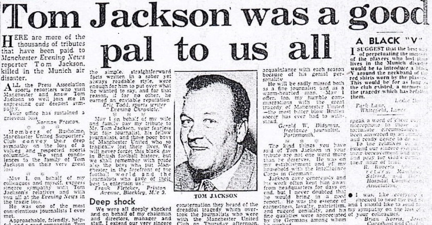 Tom Jackson was a good pal to us all - Manchester Evening News