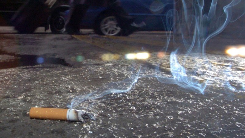 Cigarette butt on floor