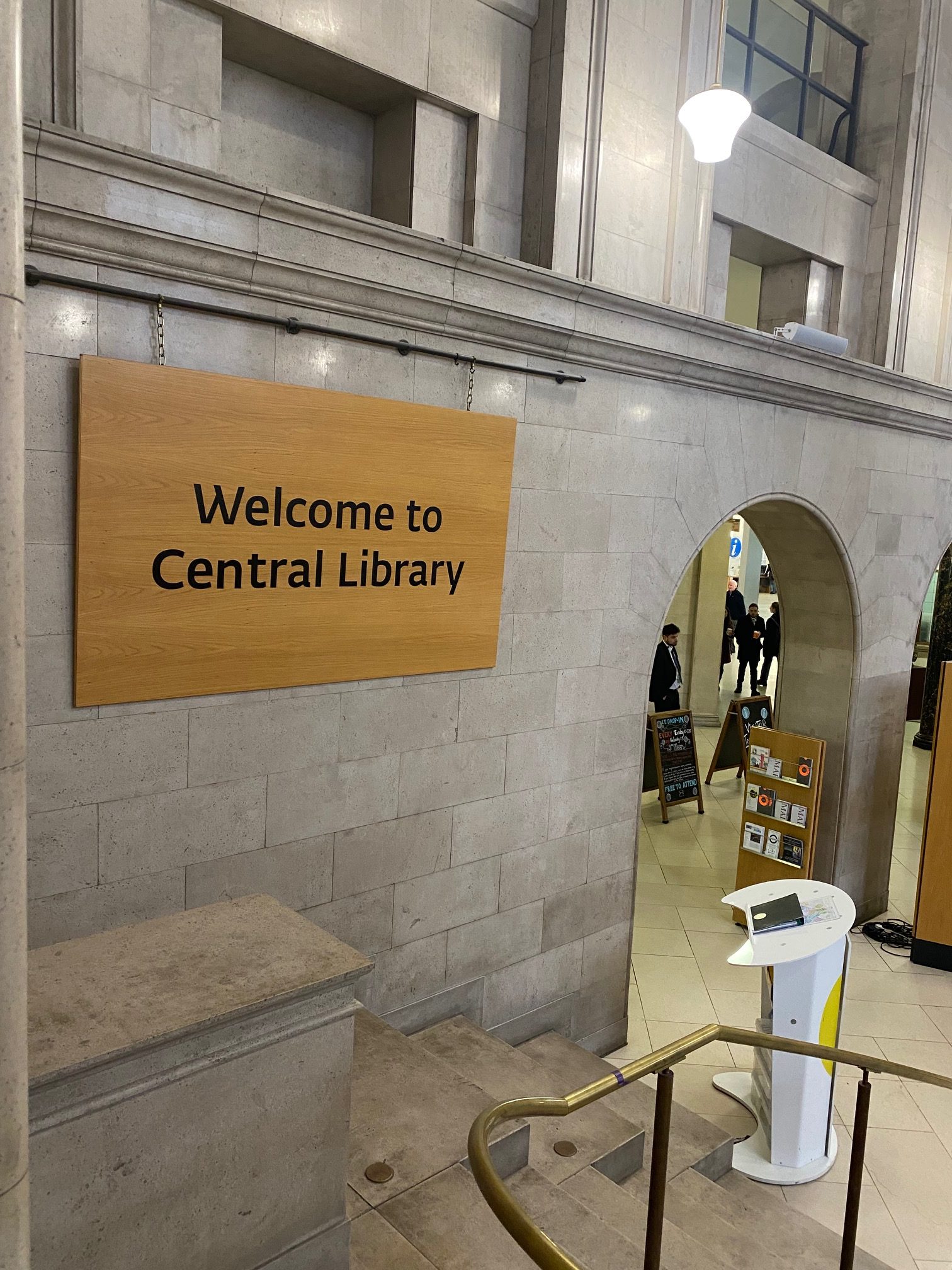Sign at the entrance to Manchester central library
