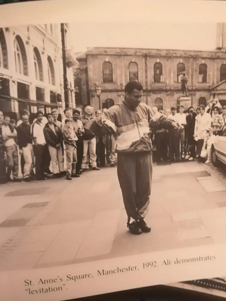 Mohammed Ali seen in practice in St Anne's Square when he visited Manchester in 1992