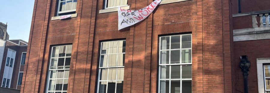 A University of Manchester building which has been occupied by students