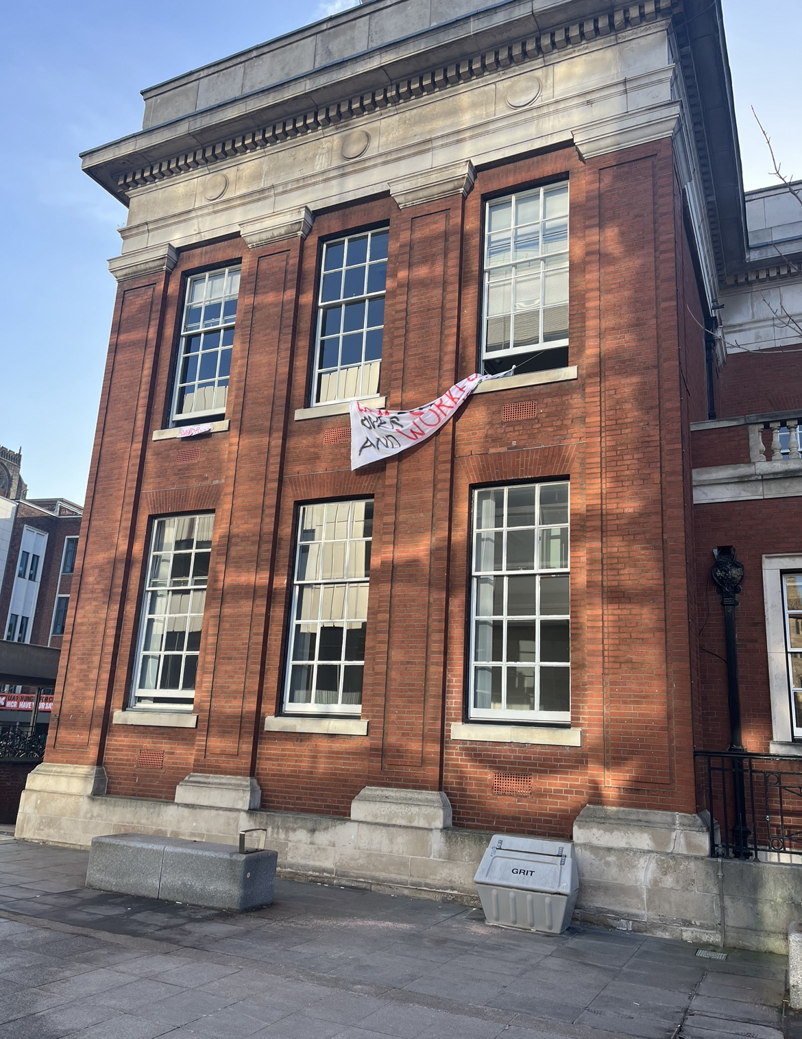 A University of Manchester building which has been occupied by students