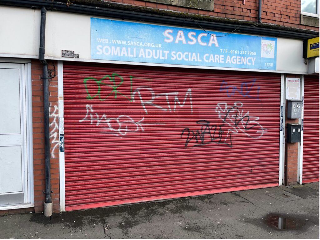 SASCA charity front covered in graffiti 