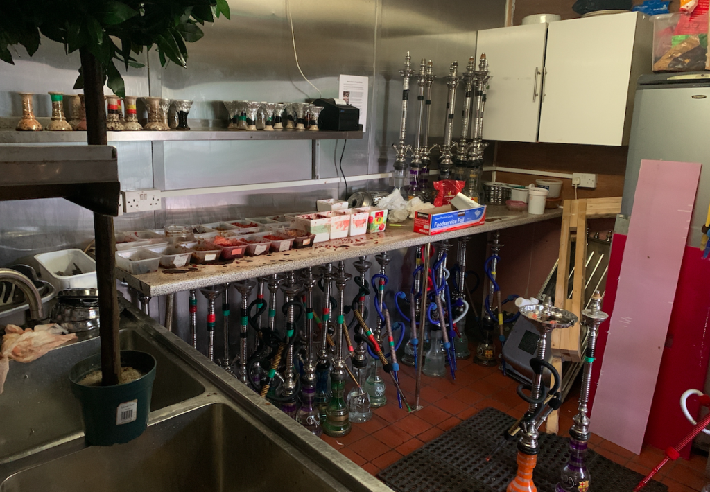 The illegal Shisha pipes found inside of Dubai Café.