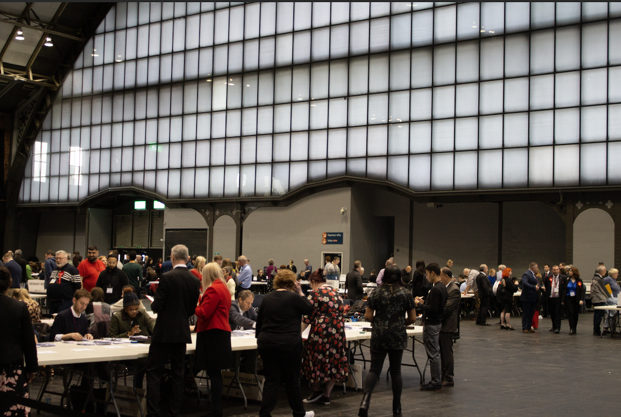 Manchester Central Convention Complex Election Count May 2023 Photo: Ruby Qaimkhani