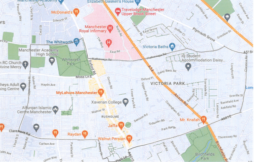 Highlighted area in which stop and search powers have been increased.