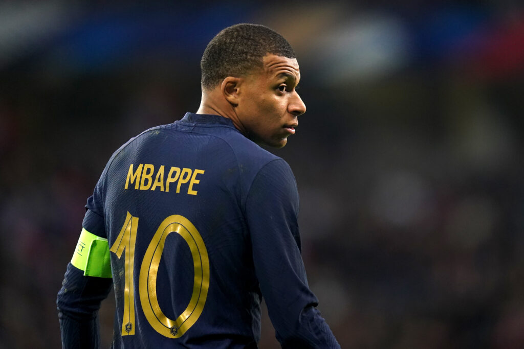 Kylian Mbappe representing the French national team