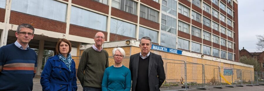 Chorlton Labour Councillors in front of Mauldeth House April 2024