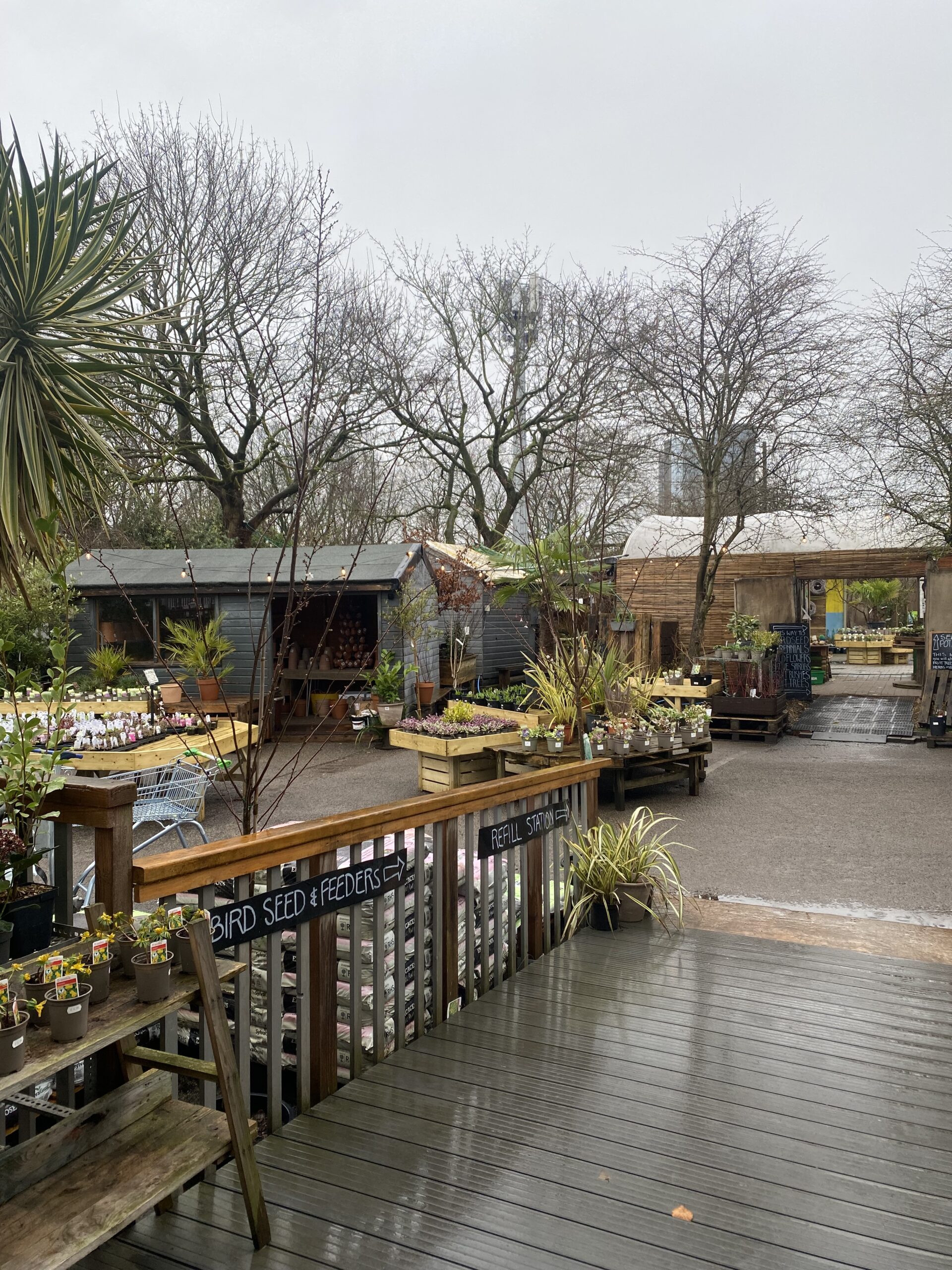 Hulme Community Garden Centre on a rainy day