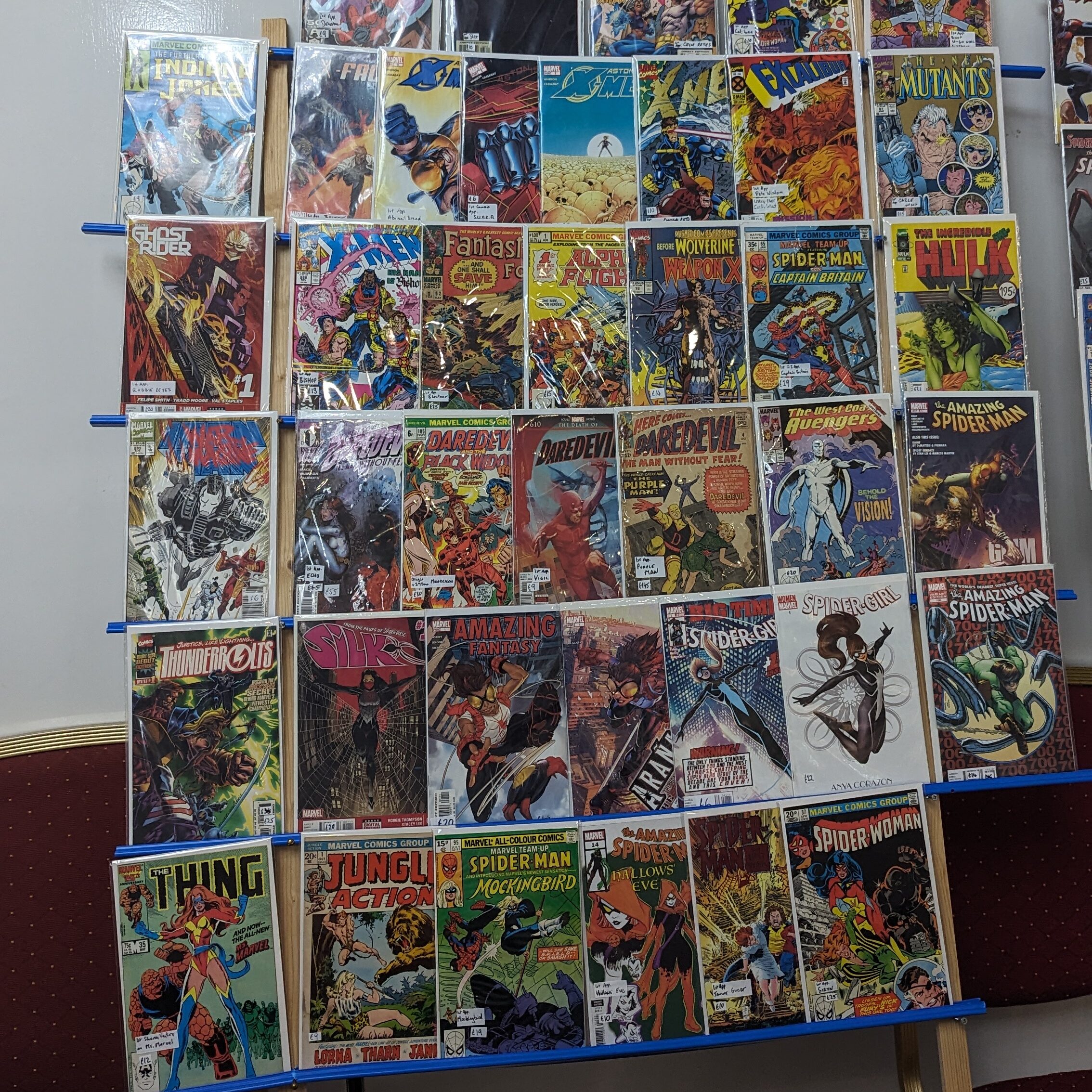 Simon Walkers comic display at his stall at Manchester comic and sci-fi fair