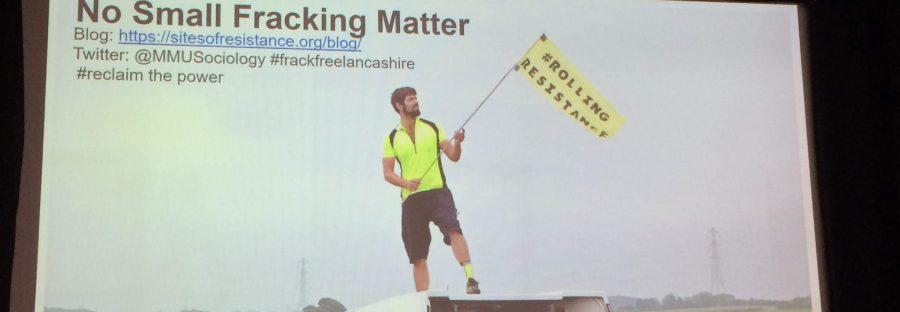 fracking protester on lorry at Preston New Road