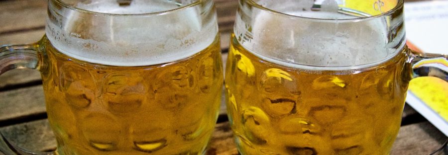 Half pints on pub table