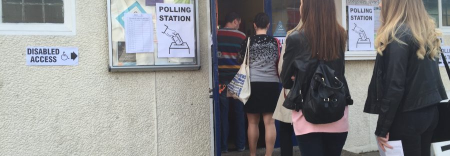 Young voters at polling station