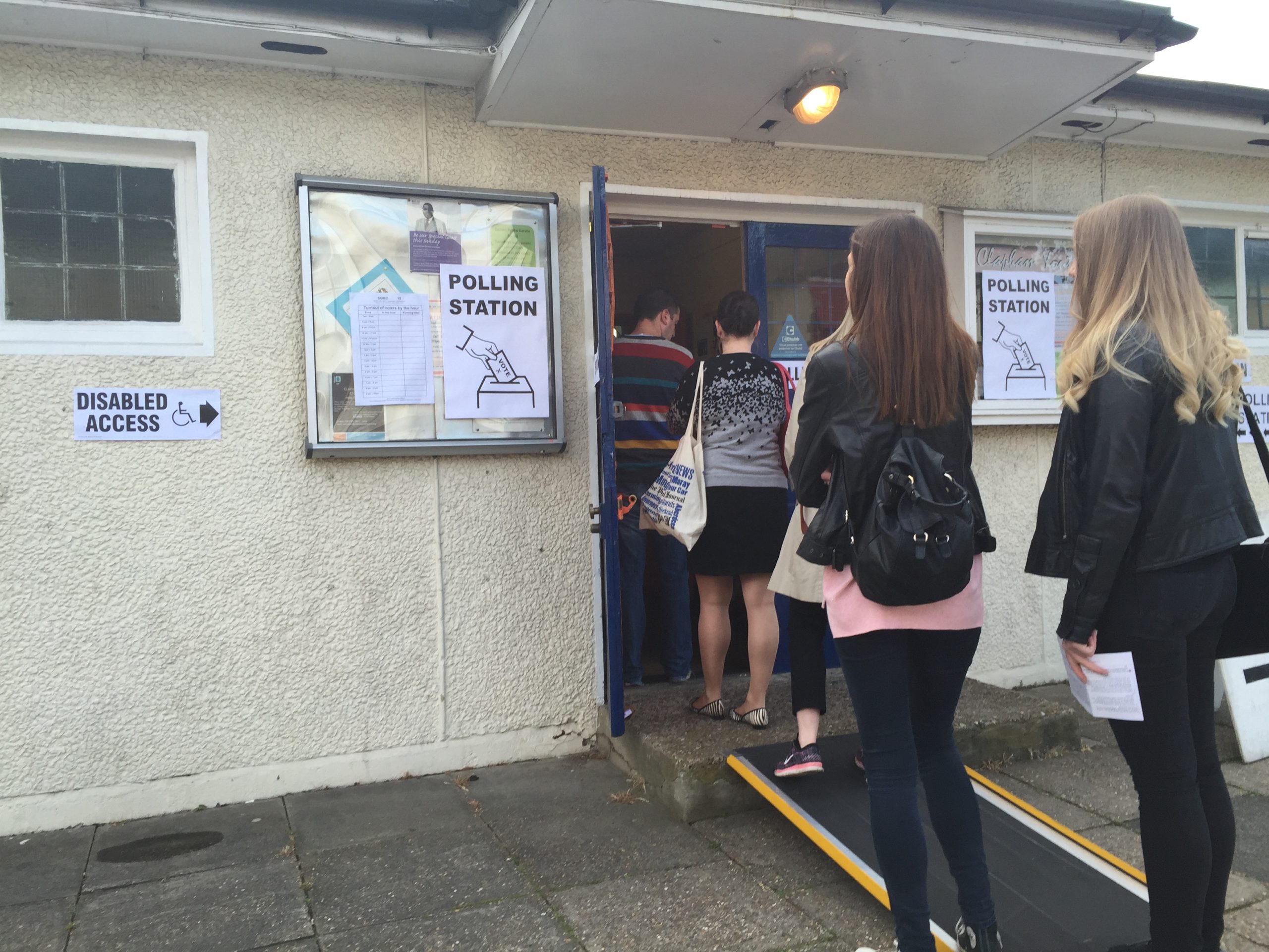 Young voters at polling station