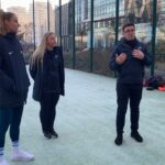 Andy Burnham giving a press conference about girls football in schools