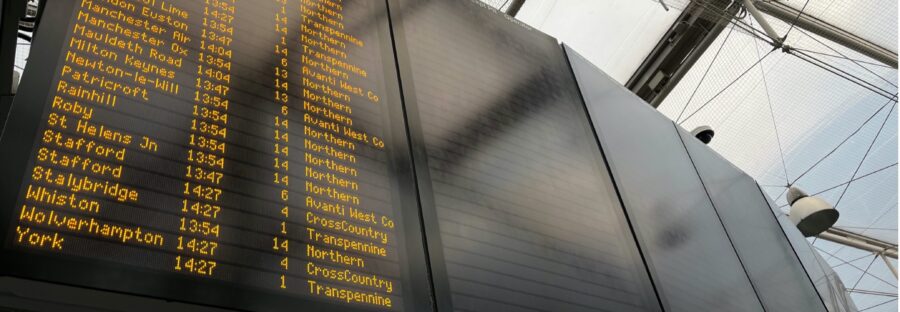 Empty boards at Manchester Piccadilly due to reduced trains