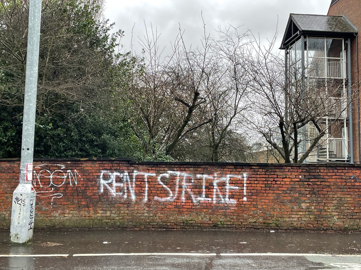 Graffiti found outside of Fallowfield Campus Accommodation at UoM