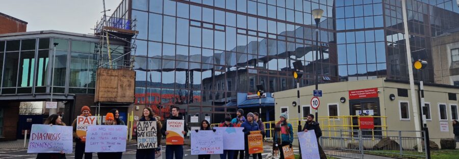 Junior Doctors striking outside Manchester Royal Infirmary