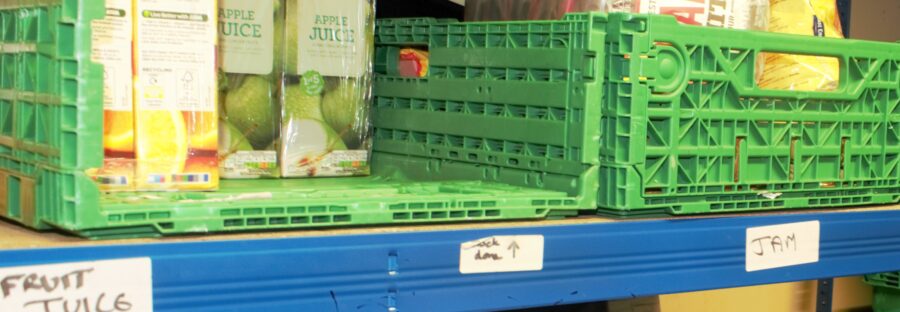 Fallowfield and Withington foodbank warehouse shelves
