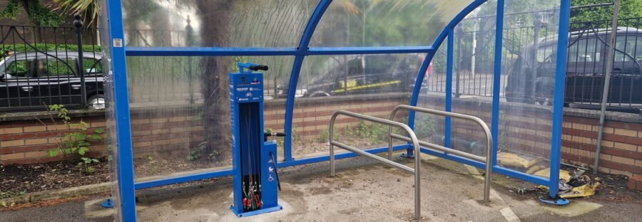 Bike Tool Station and Shed at Khizra Mosque Photo: Ruby Qaimkhani
