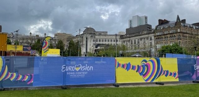 Banners stating Eurovision 2023 outside