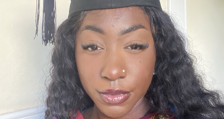 Female student in cap and gown
