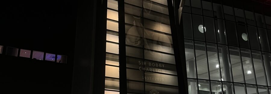 A mural commemorating Sir Bobby Charlton