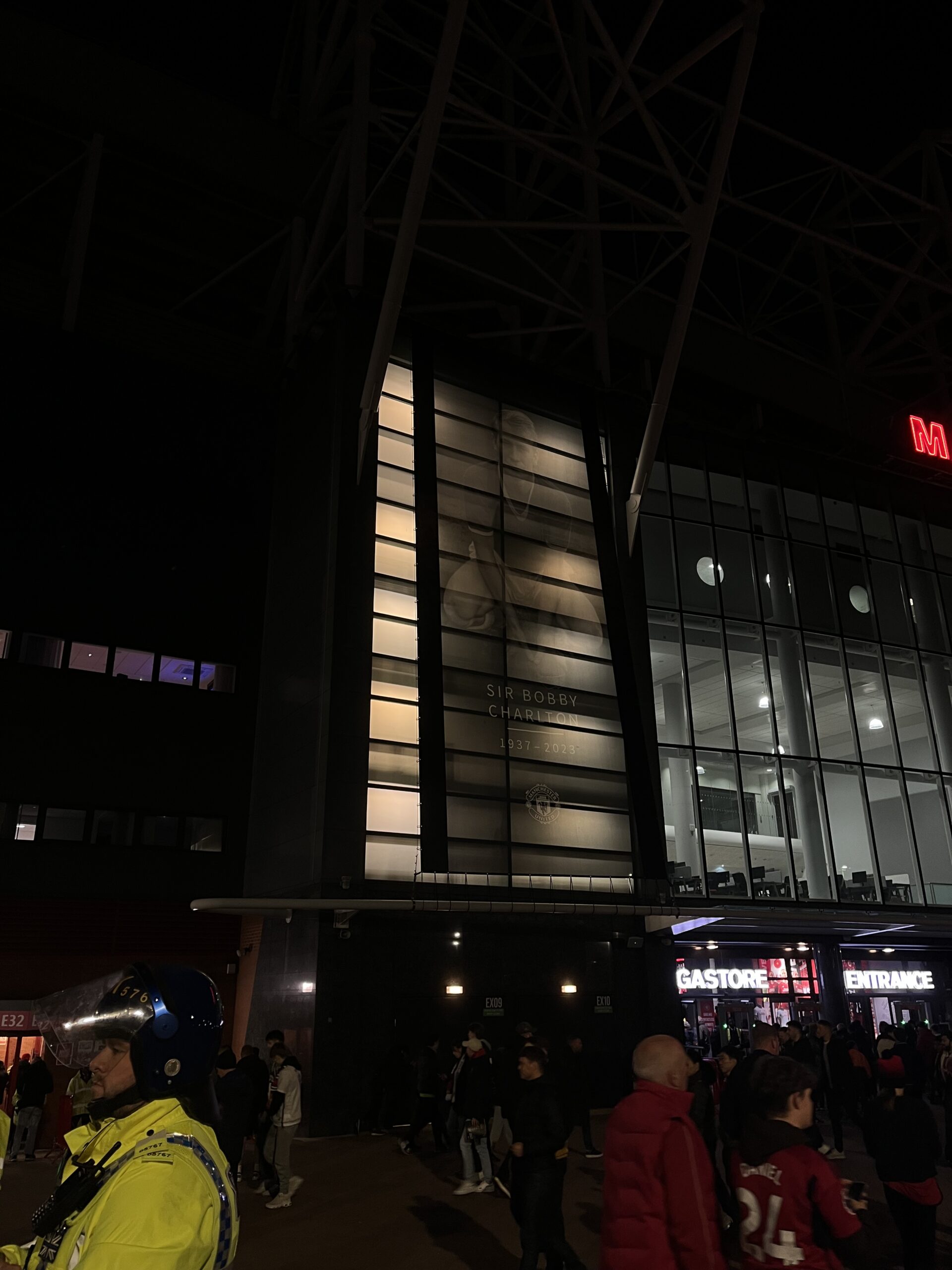 A mural commemorating Sir Bobby Charlton
