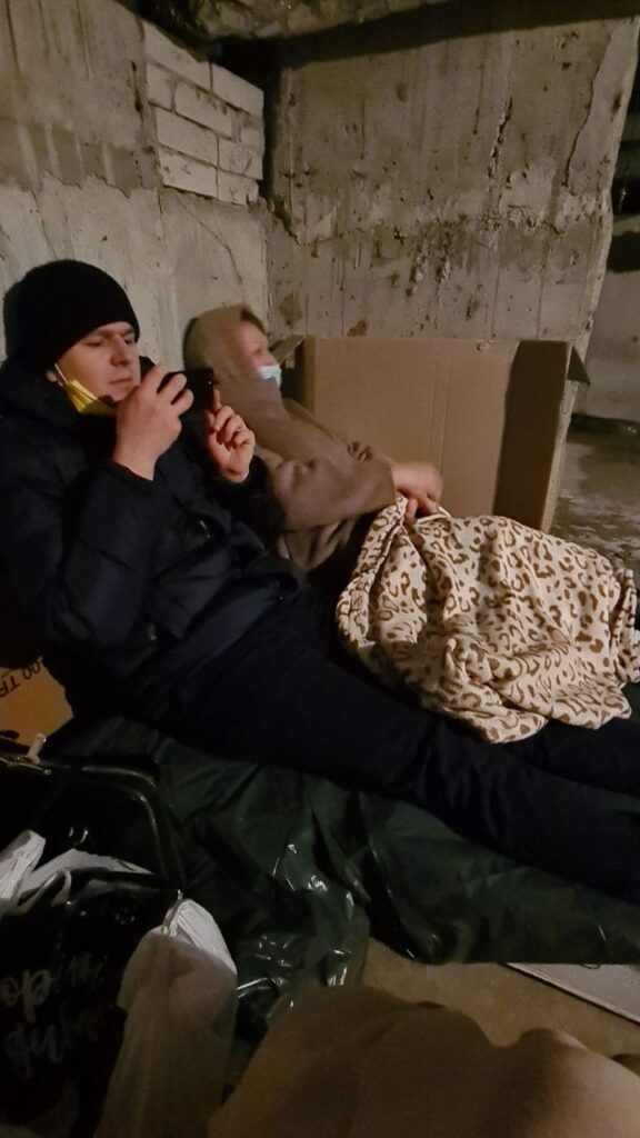 Alina and her family in the basement