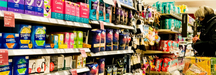 Generic image of period products at the supermarket