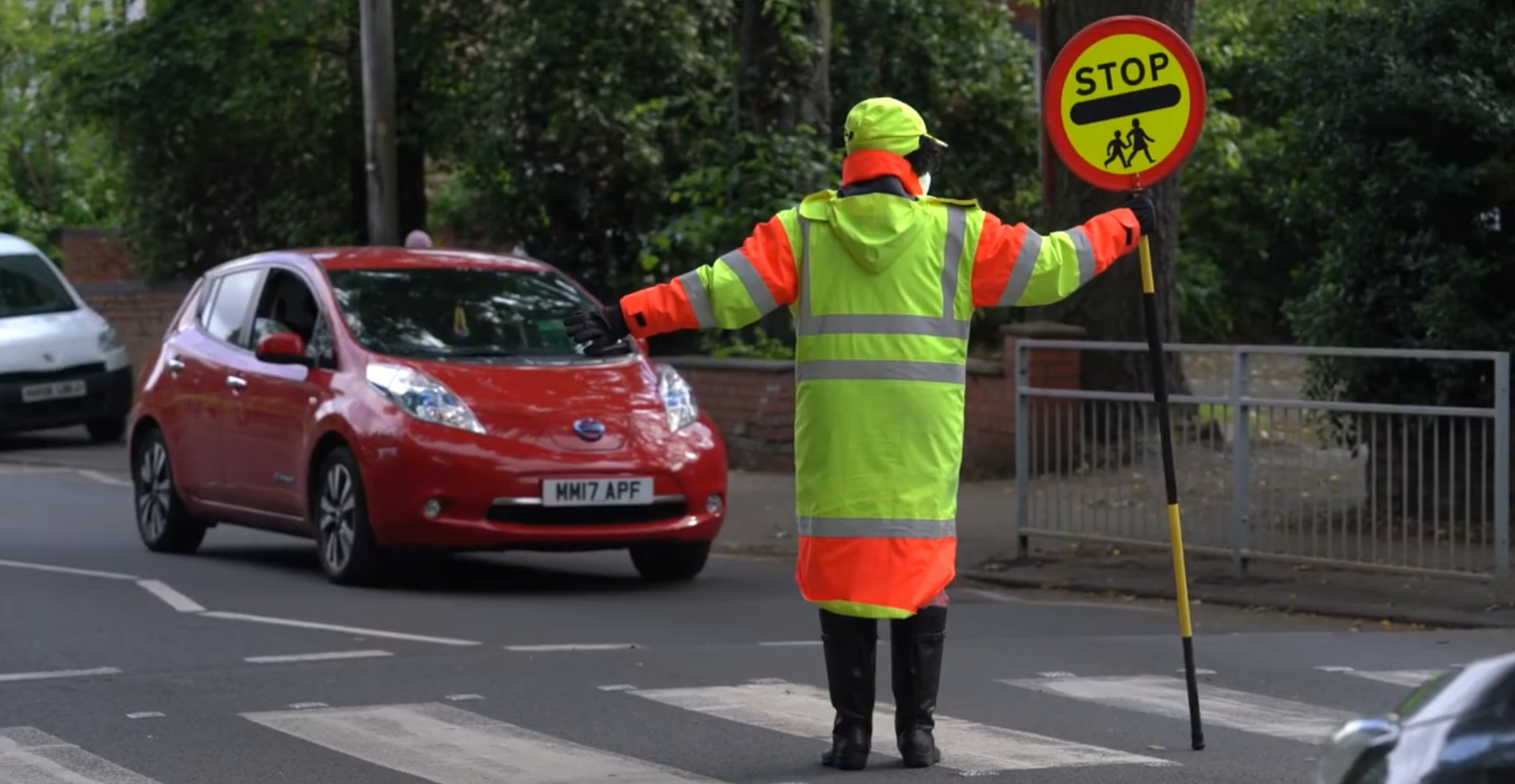 Lollipop woman at St. Margaret's CE Primary School