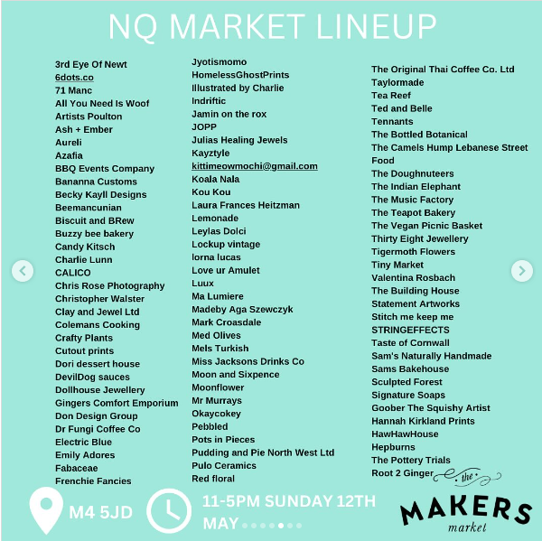Makers Market line up in Northern Quarter