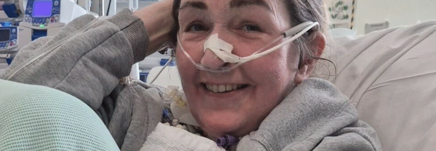 Woman in hospital bed