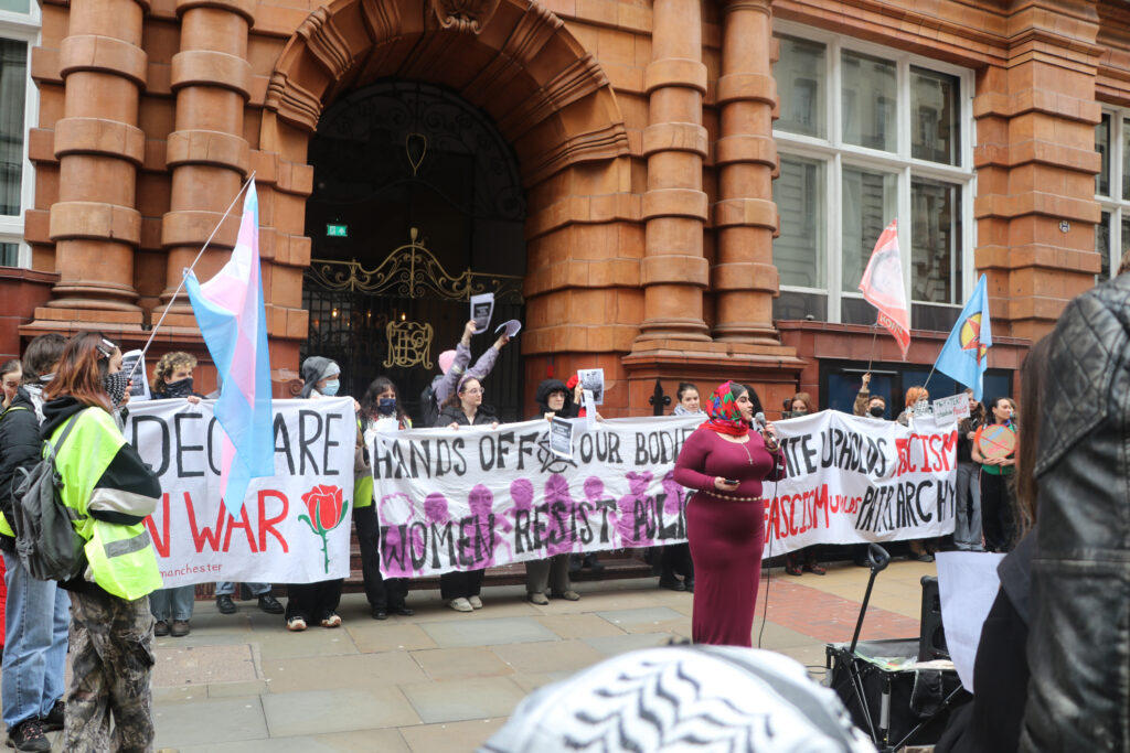 Protestors gathered outside GMCA on international Women's Day