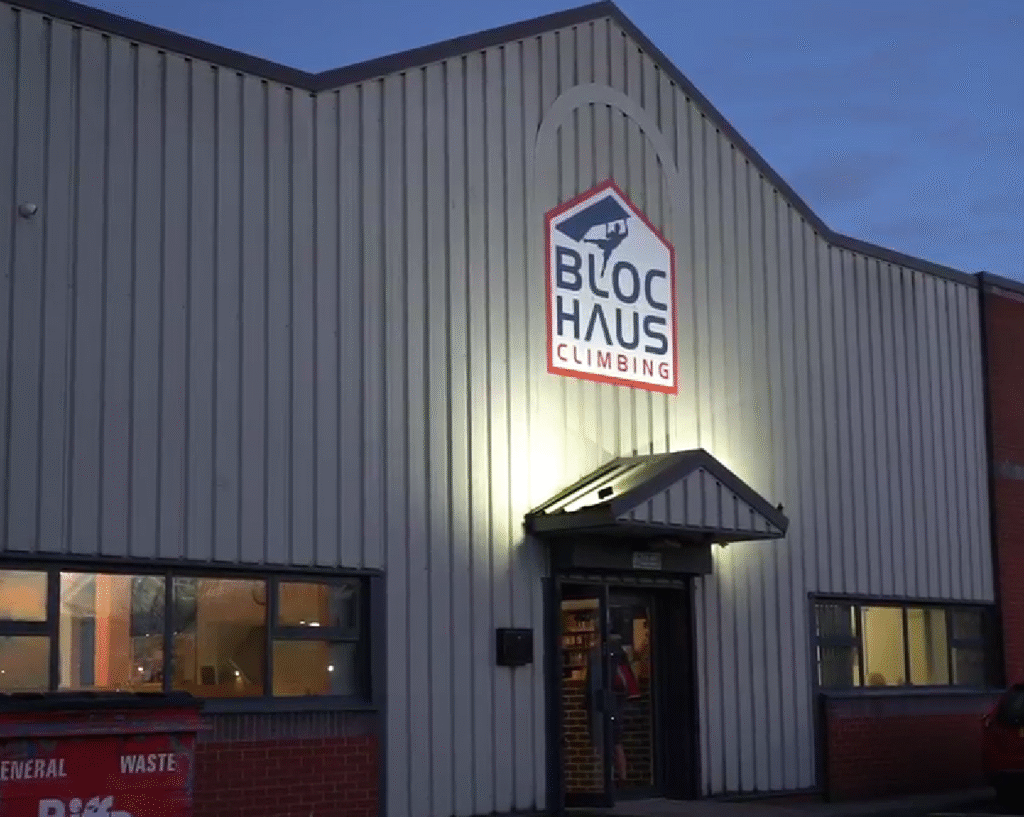 Exterior of Bloc Haus indoor climbing centre